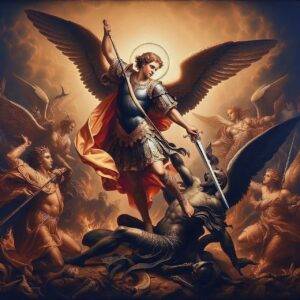 Angel Uriel venciendo a Lucifer